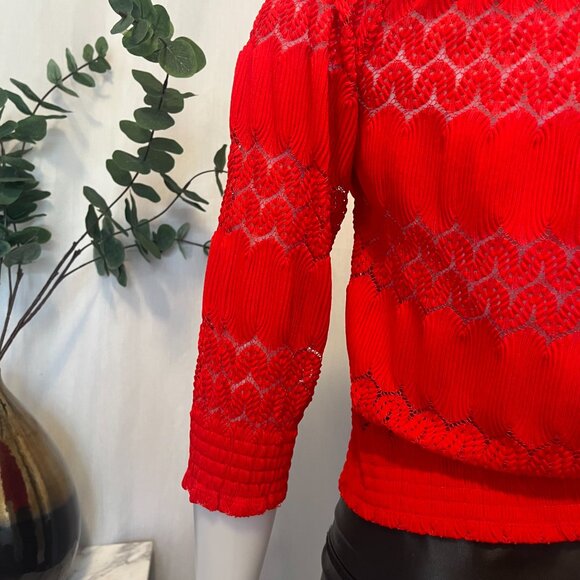 Dynamite 3/4 Sleeve Hot Red Top Off Shoulder Knit Top Size S - Picture 4 of 9